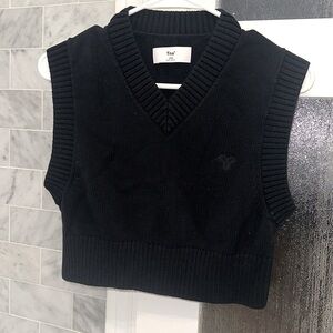 Aritzia Tna Marcy cropped black vest V neck| Knit